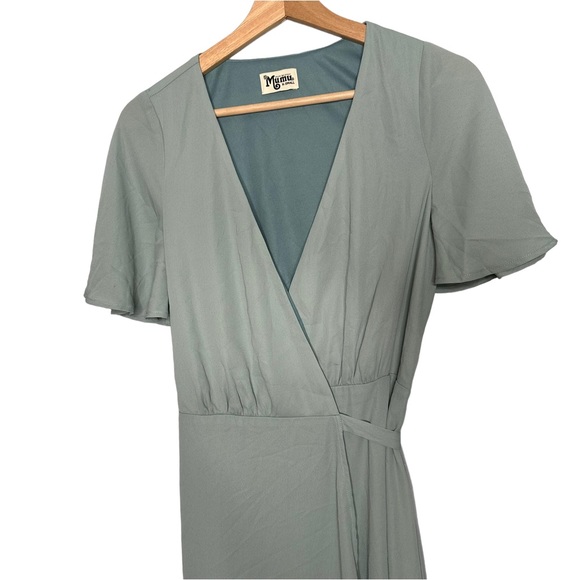 Show Me Your Mumu Sophia Ruffle Maxi Dress Silver Sage Crisp NEW - Picture 4 of 8